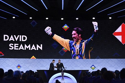 David Seaman at the UEFA Nations League draw in Amsterdam